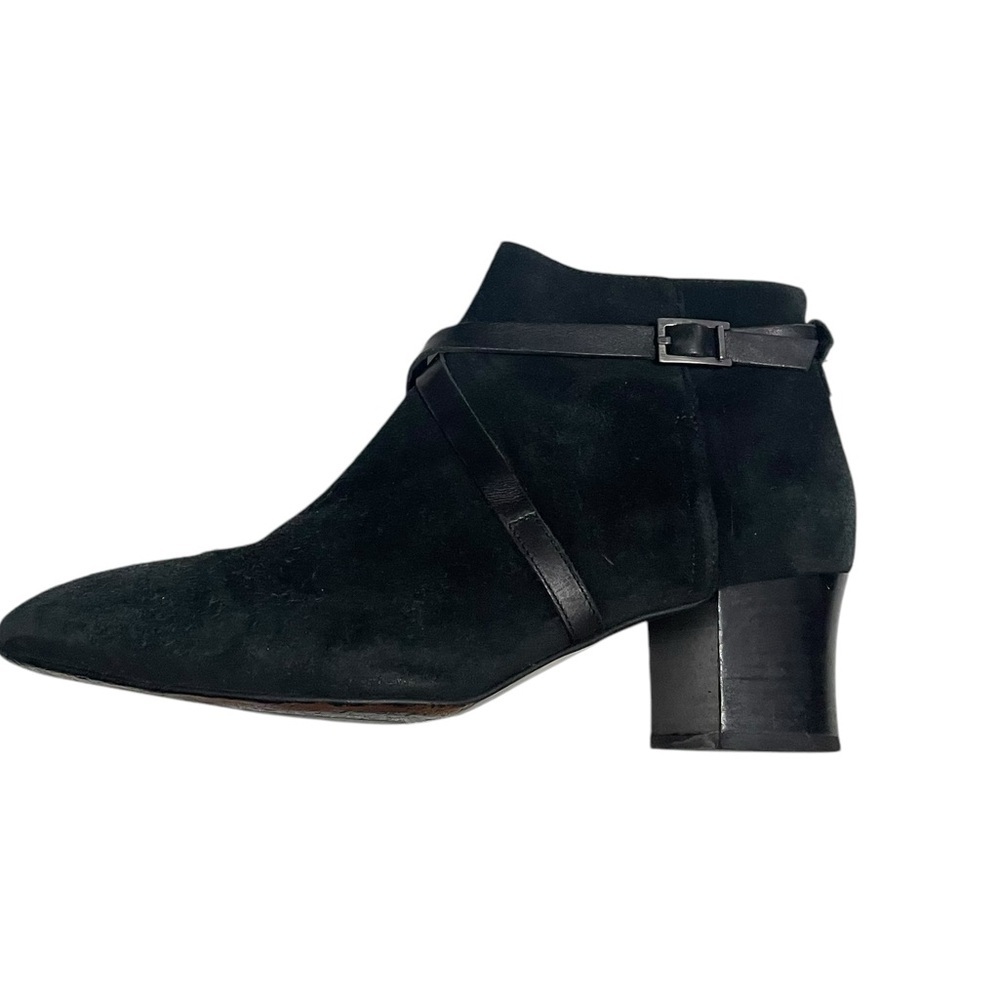 Aquatalia Women Black Weatherproof Suede Buckle Ankle Booties Boot Size 10